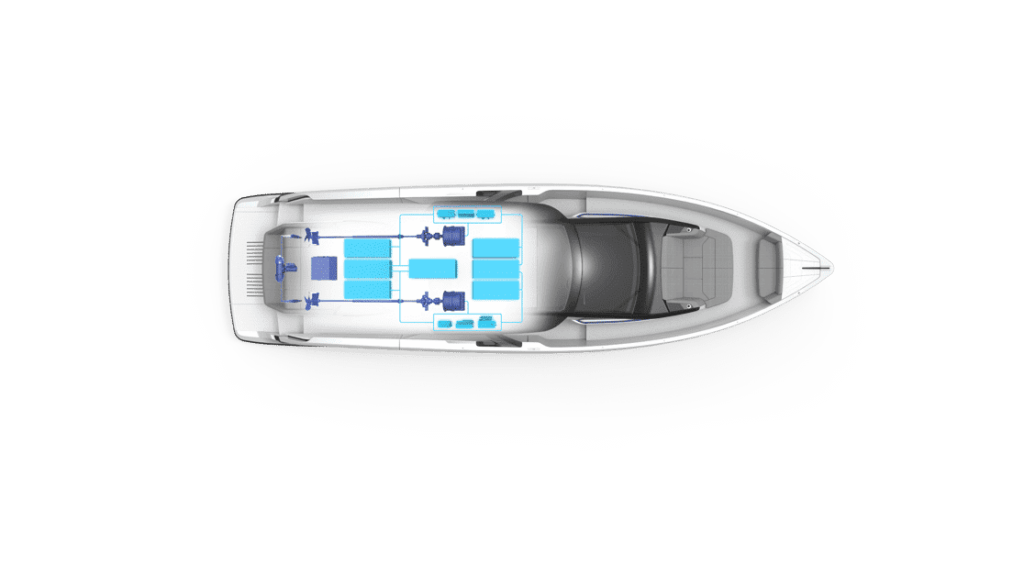 Aerial illustration of the Sialia 59 - Electric propulsion- Photo by Sialia Yacht